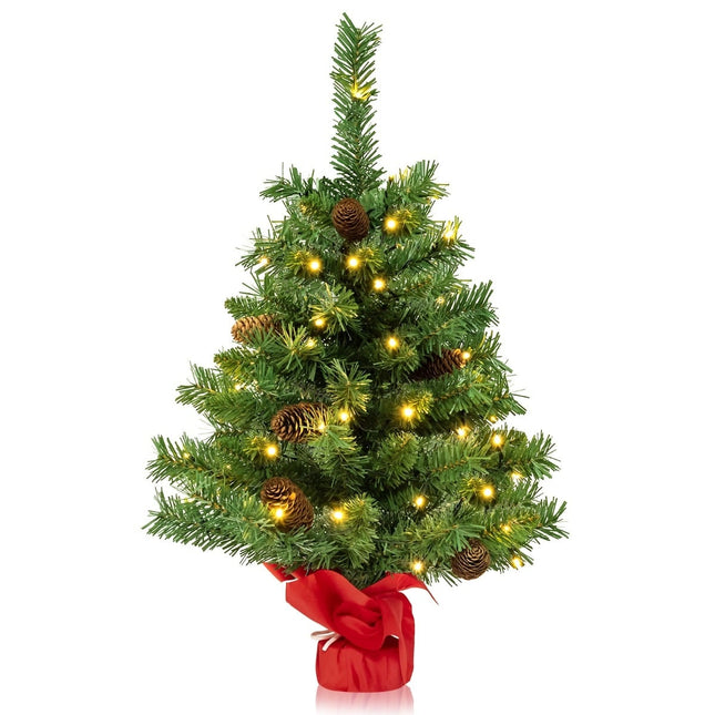 Mini brad de Crăciun cu LED-uri de 64 cm – 50 de luminițe, conuri de pin