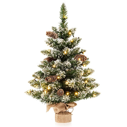 Mini brad de Crăciun împodobit cu zăpadă, 64 cm, cu lumini LED