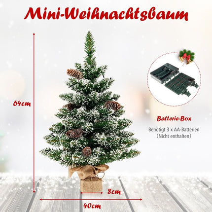 Mini brad de Crăciun împodobit cu zăpadă, 64 cm, cu lumini LED
