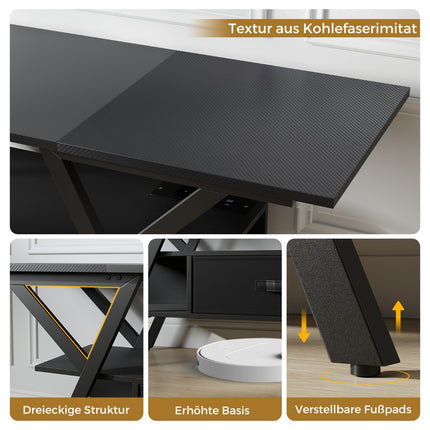 Suport TV de 65 de inci cu lumini LED și prize