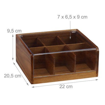 6-Compartment Wooden Tea Box