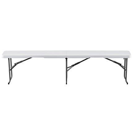 6 Ft Plastic Folding Bench, HDPE Seat, White, 1 Pack