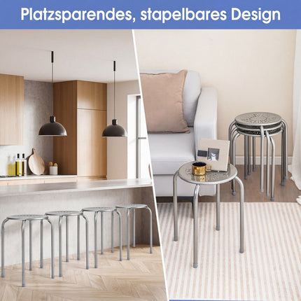 Scaune metalice suprapuse cu design Daisy, set de 6 – gri