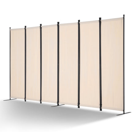 6-Panel Folding Room Divider, Beige Oxford Privacy Screen