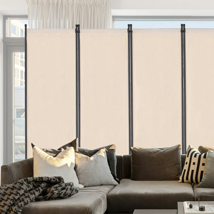 6-Panel Folding Room Divider, Beige Oxford Privacy Screen