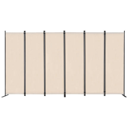6-Panel Folding Room Divider, Beige Oxford Privacy Screen