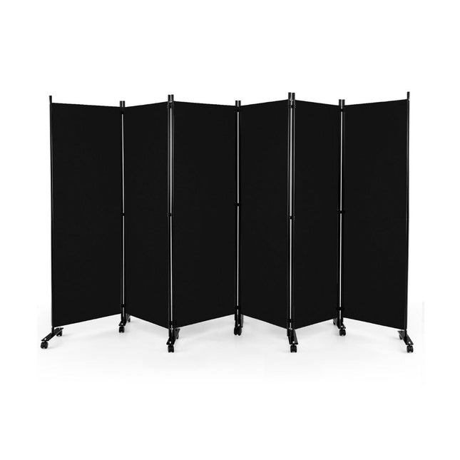 Separator de cameră pliabil cu 6 panouri cu roți blocabile, 172 cm