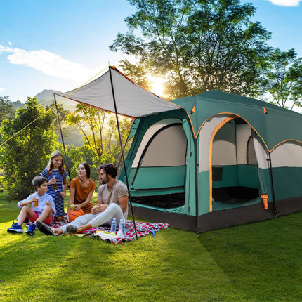 Cort de camping pentru 6 persoane cu separator, prelată de ploaie și geantă de transport