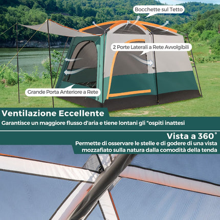 Cort de camping pentru 6 persoane cu separator, prelată de ploaie și geantă de transport