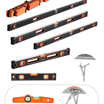 6-Piece Aluminum Box Level Set, 10–78 Inch, Magnetic