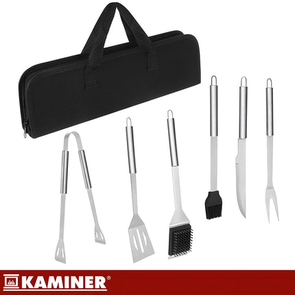 Set de 6 ustensile pentru grătar din oțel inoxidabil cu cutie