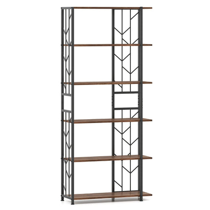 Raft cu 6 niveluri cu cadru metalic, 80 x 31 x 180 cm, maro