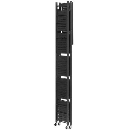 6-Tier Folding Metal Shelving Unit, 24 x 12 x 72 in, Wheels