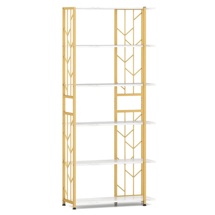 Raft cu 6 niveluri din metal geometric, 80x31x180 cm, alb