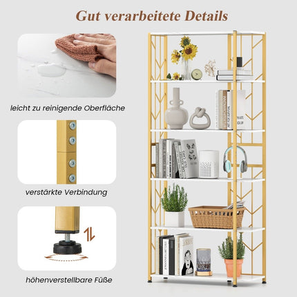 Raft cu 6 niveluri din metal geometric, 80x31x180 cm, alb