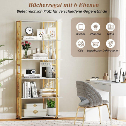 Raft cu 6 niveluri din metal geometric, 80x31x180 cm, alb