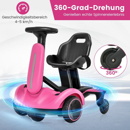 6V Gokart Electric Drift Car for Children Electric Gokart with 2-Way Adjustable Seat Pink