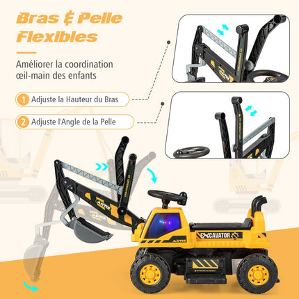 Excavator pentru copii de 6 V, scaun rotativ, muzică