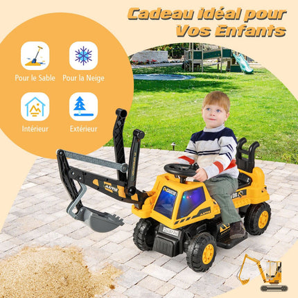 Excavator pentru copii de 6 V, scaun rotativ, muzică