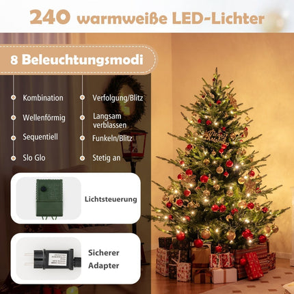 Brad de Crăciun artificial de 1,8 m cu 240 de lumini LED