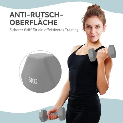 Set de gantere hexagonale de 6 kg, prindere anti-alunecare, sală de gimnastică acasă
