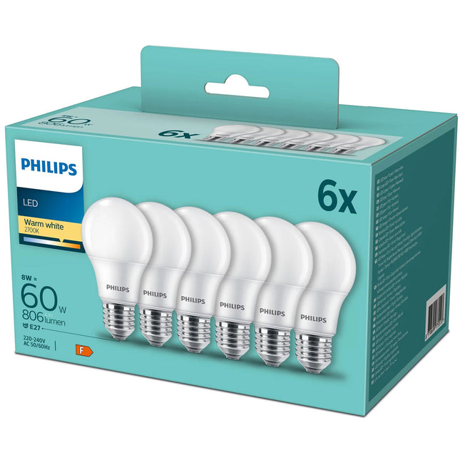 6-pack LED E27 Normal Frost 60W 806lm