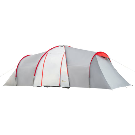 Cort de camping, cort tunel pentru 6 persoane cu 2 dormitoare, living, vestibul, cort de familie rezistent la vant UV50+ cu geanta de transport, hidrofug 2000 mm pentru camping, gradina, gri |