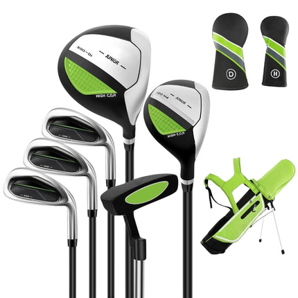 6-piece children's golf club set with golf bag and rain cover for children aged 11-13 years green