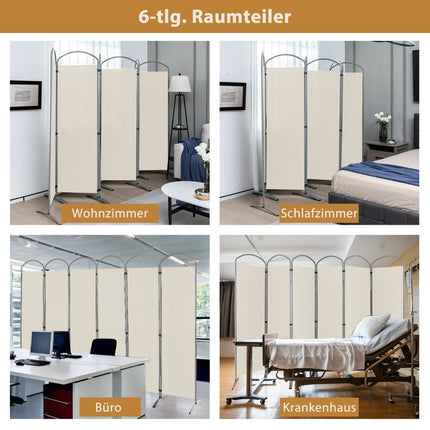 Ecran de intimitate pliabil din 6 piese despărțitor din material 331 x 51 x 188 cm bej