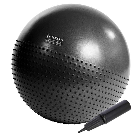 Minge de gimnastică neagră de 75 cm - anti-explozie, anti-alunecare
