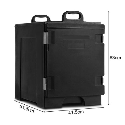 Cutie izolatoare 77L 5 tigăi suport pentru alimente ladă frigorifică recipient pentru încălzirea alimentelor suport pentru alimente 61,5 x 41,5 x 63 cm negru
