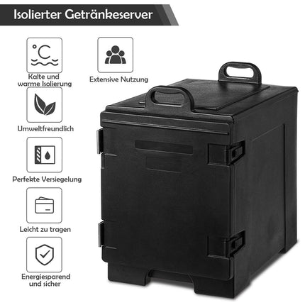 Cutie izolatoare 77L 5 tigăi suport pentru alimente ladă frigorifică recipient pentru încălzirea alimentelor suport pentru alimente 61,5 x 41,5 x 63 cm negru