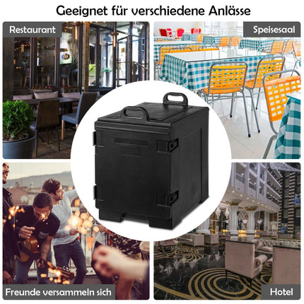 Cutie izolatoare 77L 5 tigăi suport pentru alimente ladă frigorifică recipient pentru încălzirea alimentelor suport pentru alimente 61,5 x 41,5 x 63 cm negru