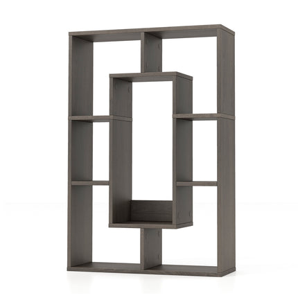 Raft de cărți geometric cu 7 cuburi, lemn stratificat, gri