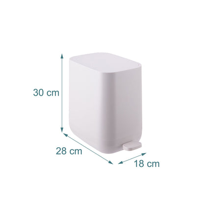 Coș de gunoi pătrat cu pedală, 7 l, plastic, capac cu închidere silențioasă