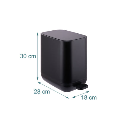 Coș de gunoi pătrat cu pedală de 7 l – plastic, capac cu închidere silențioasă