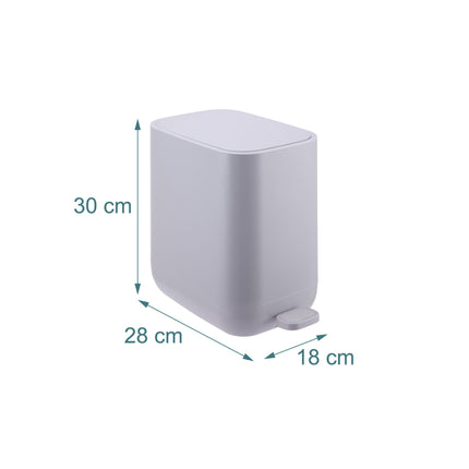 Coș de gunoi pătrat din plastic cu pedală de 7 l – Capac cu închidere silențioasă