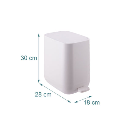 Coș de gunoi pătrat din plastic cu pedală de 7 l – Capac cu închidere silențioasă