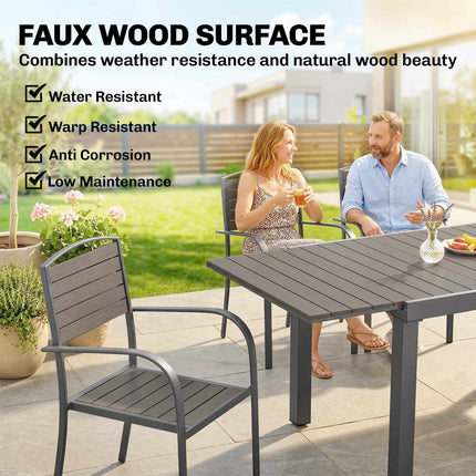 Set de mobilier de exterior cu 7 piese, masă extensibilă și 6 scaune