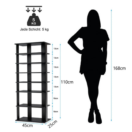Suport vertical pentru pantofi cu 7 niveluri, raft detașabil, MDF, 110,5 cm