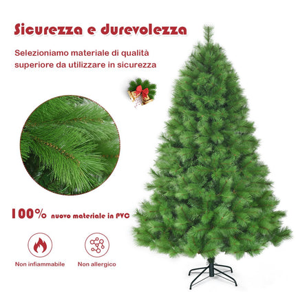 Brad de Crăciun artificial de 2,1 m, cu balamale, 808 vârfuri, suport
