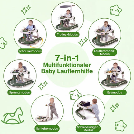 Premergător reglabil 7 în 1 pentru bebeluși, cu copertină și centru de activități