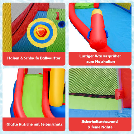 7 in 1 Bouncy Castle with 740W Blower Inflatable Water Slide Outdoor 410 x 385 x 220 cm