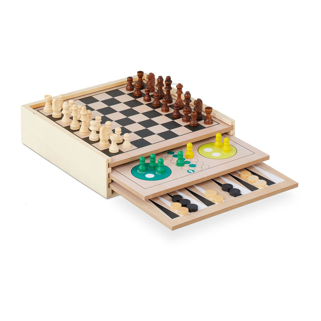 Set de jocuri de masă din lemn 7 în 1 - Design compact