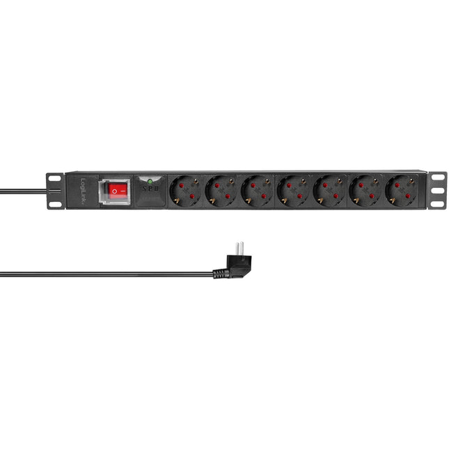 7-way branch socket with surge protection for 19" rack U1 Black