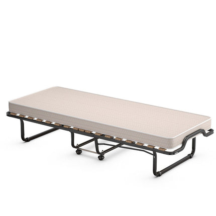 Pat pliant pentru oaspeți 80 x 200 cm pat pliant pliabil cu saltea din spumă cu memorie bej fabricat în Italia Origine: Italia