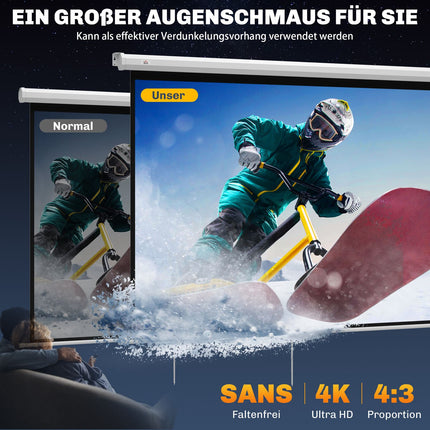Ecran proiector 4:3 de 84"", 4K HD, montare pe perete/tavan
