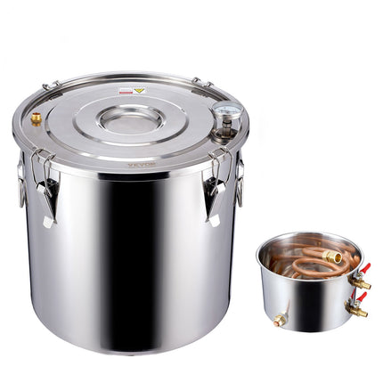 8 Gal Stainless Steel Alcohol Still with Copper Coil, Thermometer