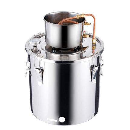 8 Gal Stainless Steel Alcohol Still with Copper Coil, Thermometer