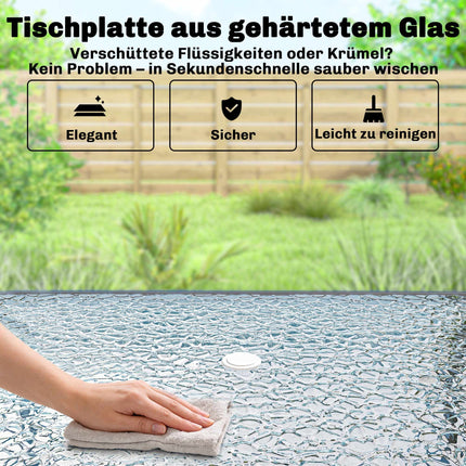 Set de masă pentru exterior cu 8 piese, umbrelă și scaune pliabile